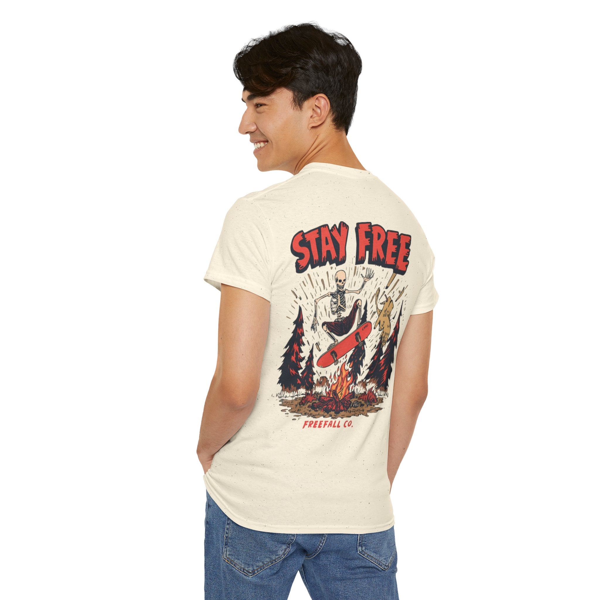Stay Free Skate Tee — "Stay Free" Graphic Skateboard T-Shirt