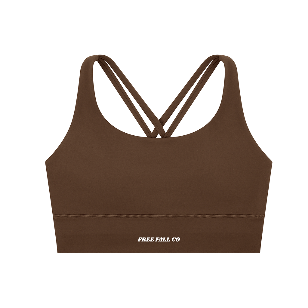 Coffee Brown Strappy Criss-Cross Sports Bra