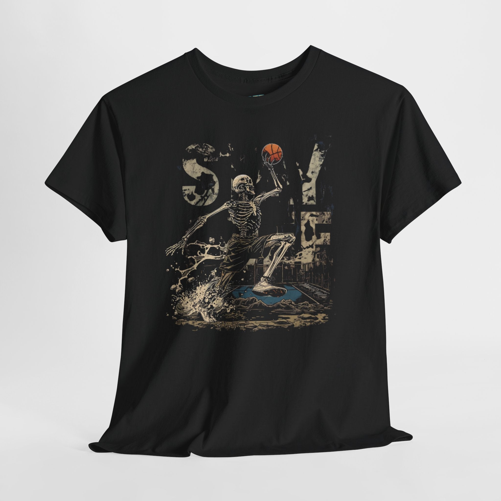 Skeleton 'Stay Free' Basketball T-Shirt