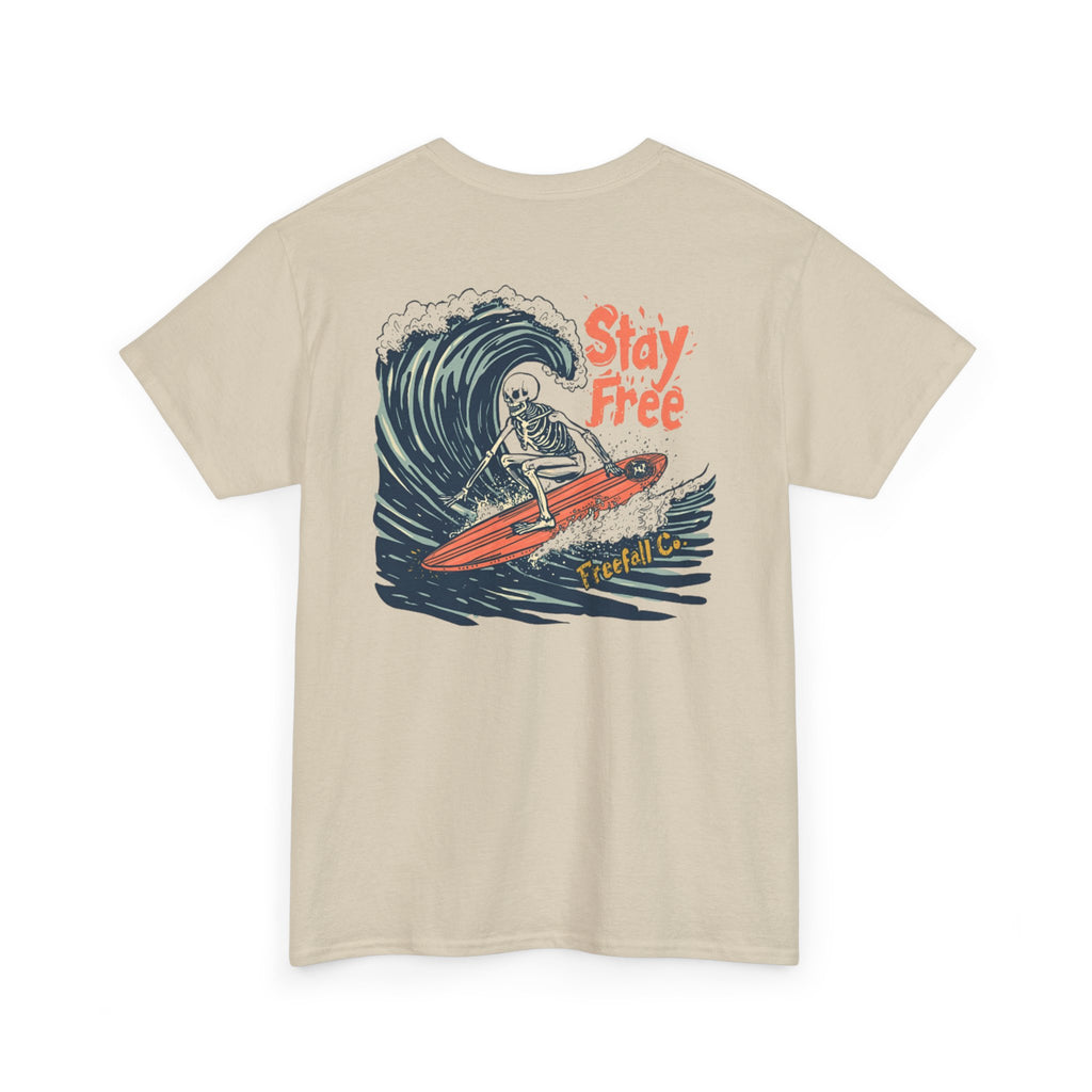 Surf Tee — "Stay Free" Surfing Graphic T-Shirt
