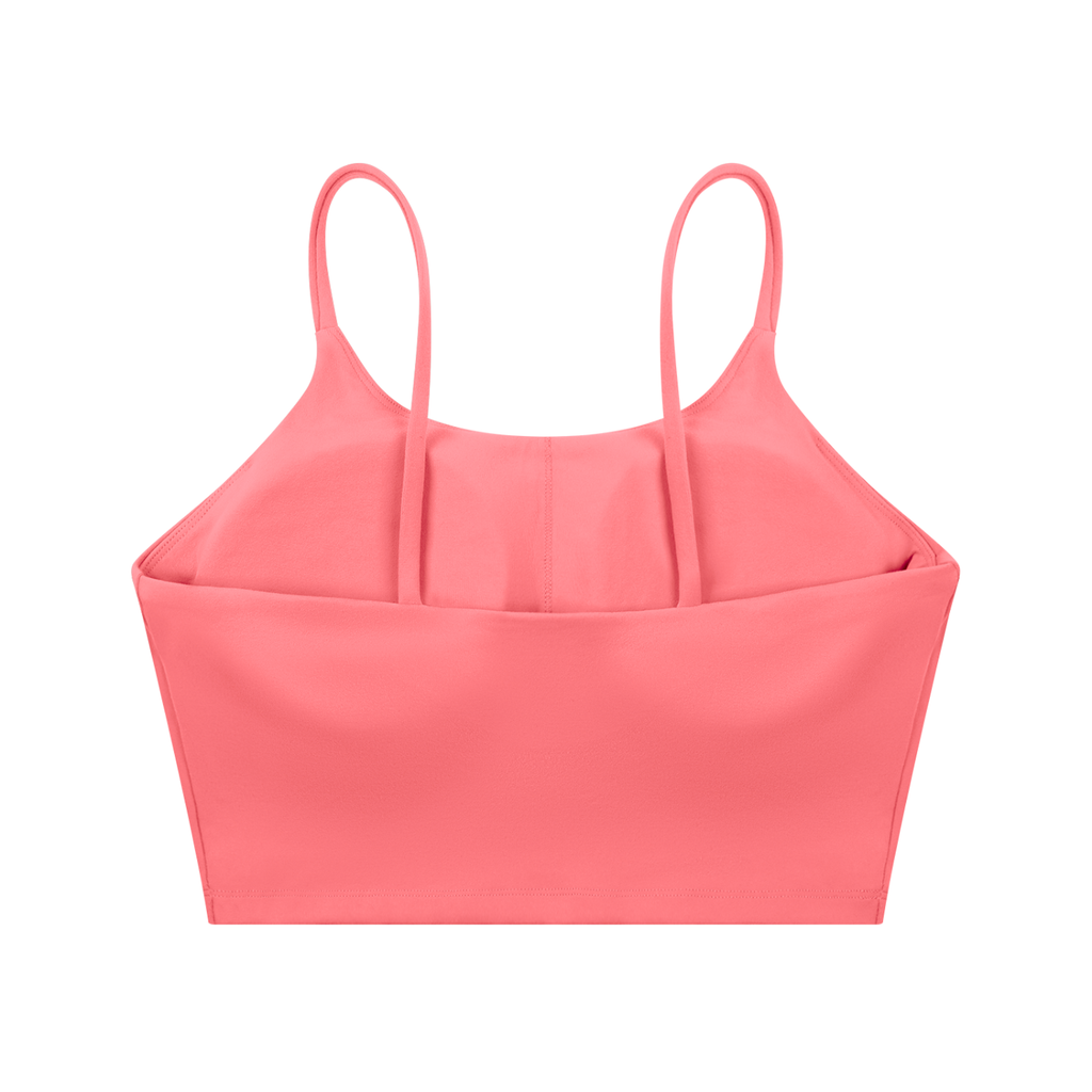 Rose Pink Spaghetti Strap Yoga Sports Bra
