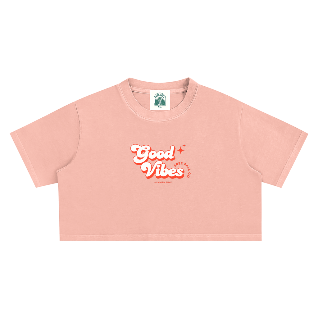 Good Vibes Crop Top Baggy T-Shirt