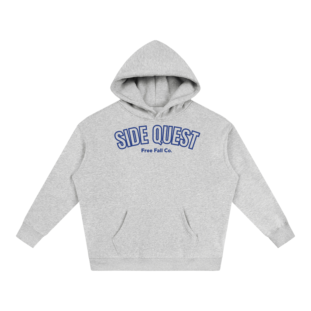 Oversize Blue & Grey Side Quest Fleeced Hoodie