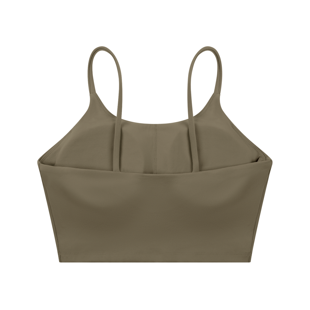 Gray Coffee Spaghetti Strap Yoga Sports Bra