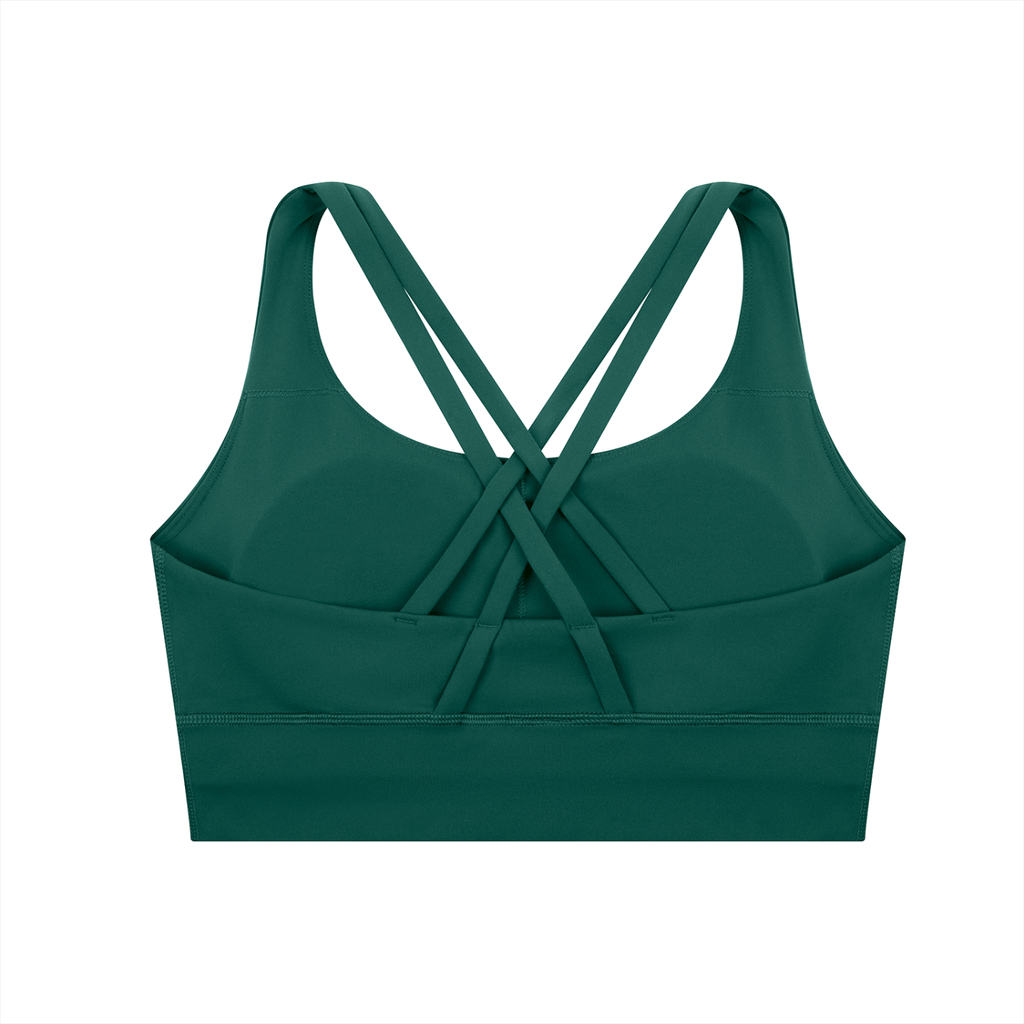 Dark Green Strappy Criss-Cross Sports Bra