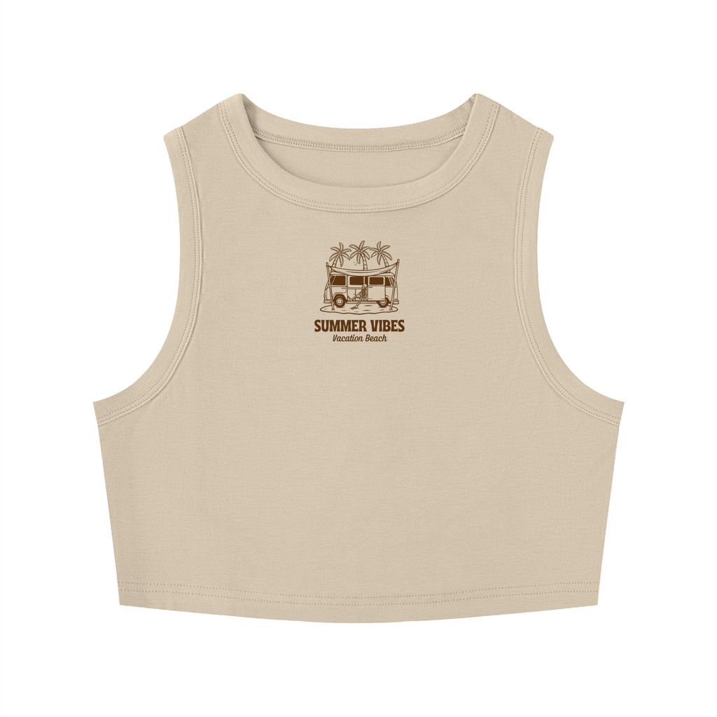 Summer Vibes Women's Tight Crewneck Crop Tank Top