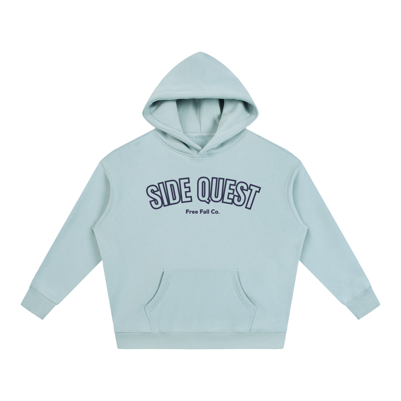 Oversize Light Blue & Navy Side Quest Fleeced Hoodie