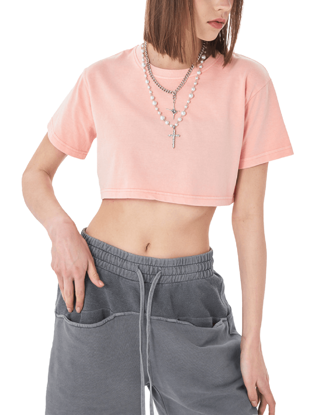 Good Vibes Crop Top Baggy T-Shirt