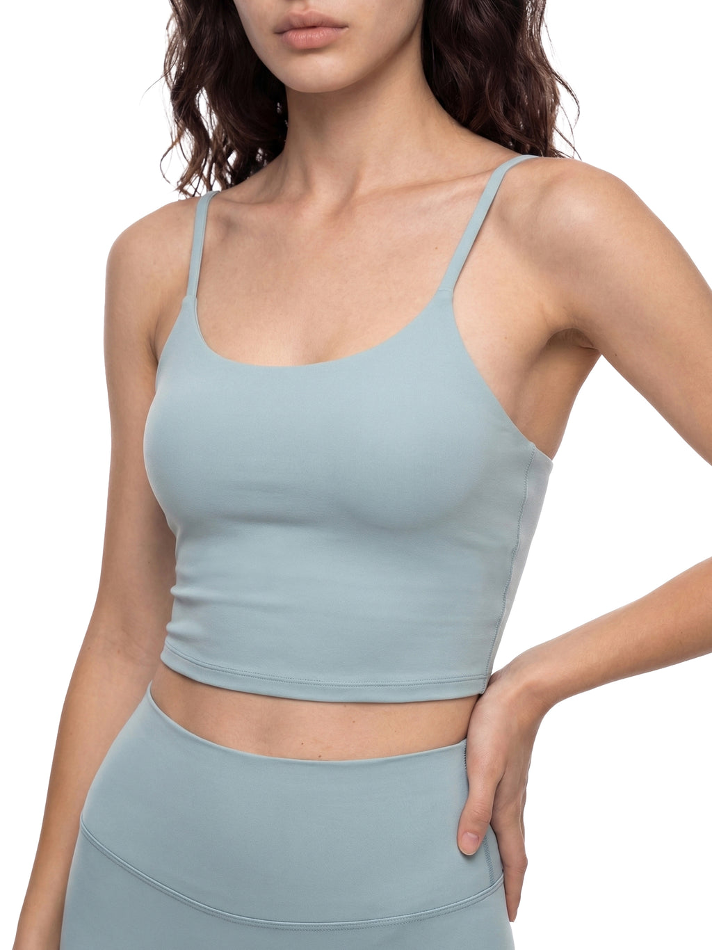 Haze Blue Spaghetti Strap Yoga Sports Bra